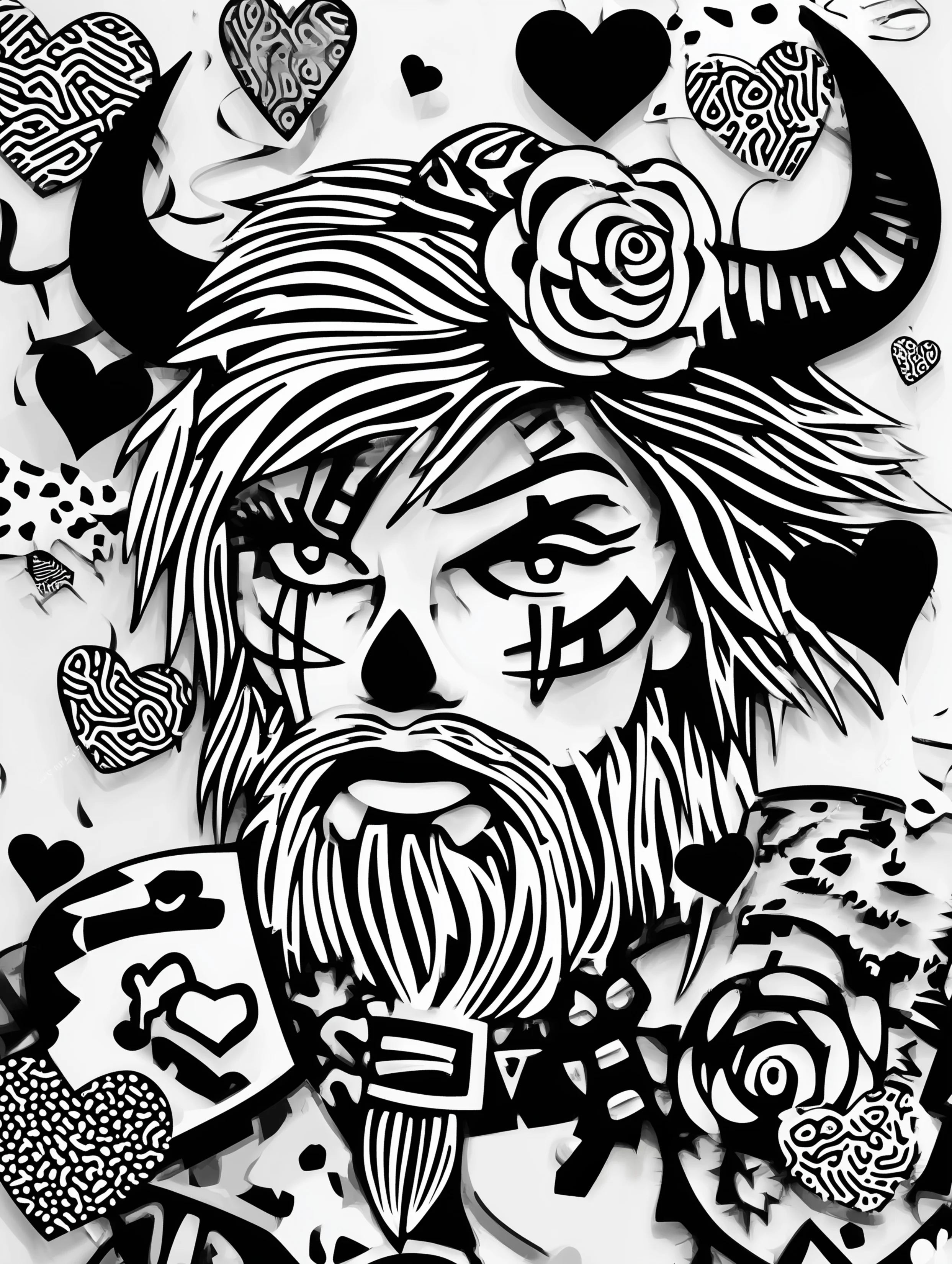Free printable viking coloring page for adults featuring a bearded viking man